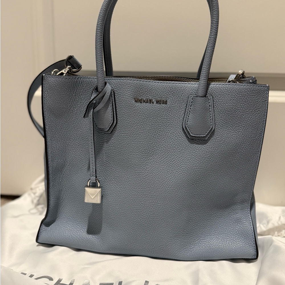 Michael Kors Blue Satchel with Silver Hardware